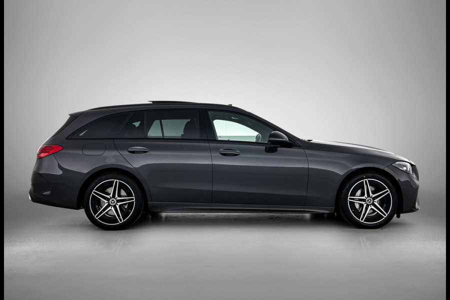 Mercedes-Benz C-Klasse Estate 300 e AMG Line | AMG-LIne In en exterieru | Sfeefverlichting | Stoe verwarming + Koeling | Trekhaak | Pano- Schuif kanteldak | Inclusief 24 maanden Mercedes-Benz Certified garantie voor Europa.