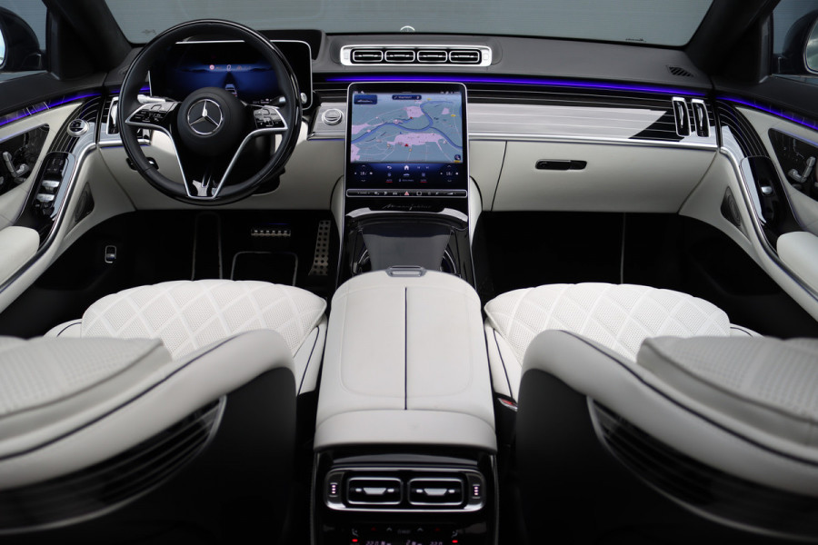 Mercedes-Benz S-Klasse 580 e 4MATIC Lang AMG Line | Manufaktur | Airmatic | Chauffeurspakket | Achterasbesturing | Augmented HUD | Distronic+ | Burmester | Exclusief Nappa Leder | 3D-Display | Vlakkenverwarming | Zonweringspakket |