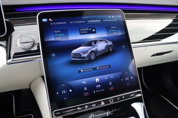 Mercedes-Benz S-Klasse 580 e 4MATIC Lang AMG Line | Manufaktur | Airmatic | Chauffeurspakket | Achterasbesturing | Augmented HUD | Distronic+ | Burmester | Exclusief Nappa Leder | 3D-Display | Vlakkenverwarming | Zonweringspakket |