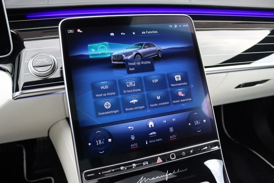 Mercedes-Benz S-Klasse 580 e 4MATIC Lang AMG Line | Manufaktur | Airmatic | Chauffeurspakket | Achterasbesturing | Augmented HUD | Distronic+ | Burmester | Exclusief Nappa Leder | 3D-Display | Vlakkenverwarming | Zonweringspakket |
