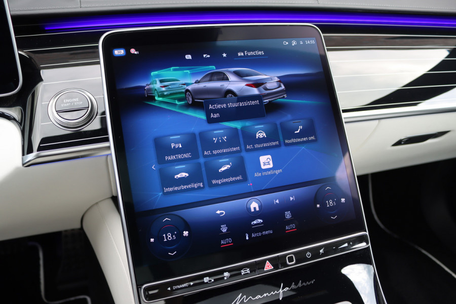 Mercedes-Benz S-Klasse 580 e 4MATIC Lang AMG Line | Manufaktur | Airmatic | Chauffeurspakket | Achterasbesturing | Augmented HUD | Distronic+ | Burmester | Exclusief Nappa Leder | 3D-Display | Vlakkenverwarming | Zonweringspakket |
