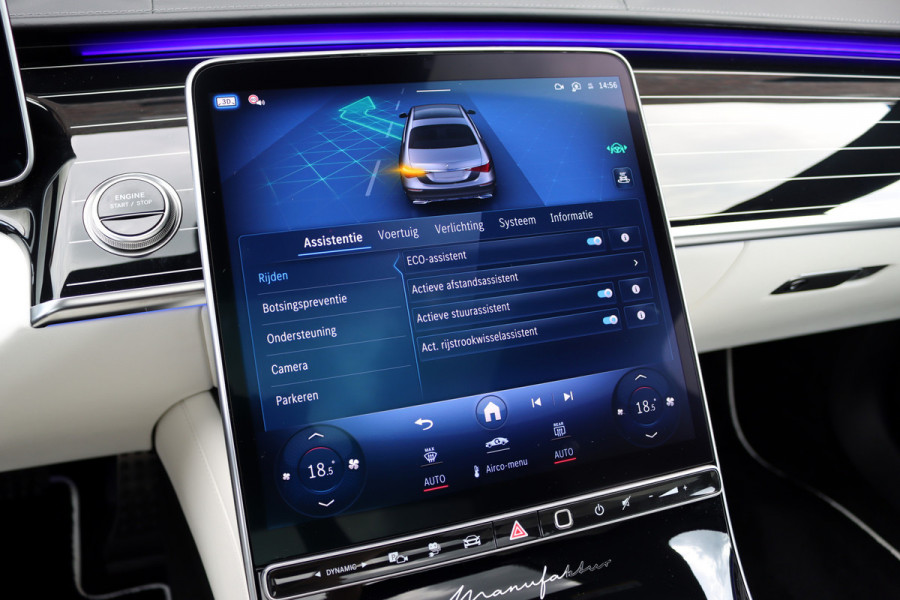 Mercedes-Benz S-Klasse 580 e 4MATIC Lang AMG Line | Manufaktur | Airmatic | Chauffeurspakket | Achterasbesturing | Augmented HUD | Distronic+ | Burmester | Exclusief Nappa Leder | 3D-Display | Vlakkenverwarming | Zonweringspakket |