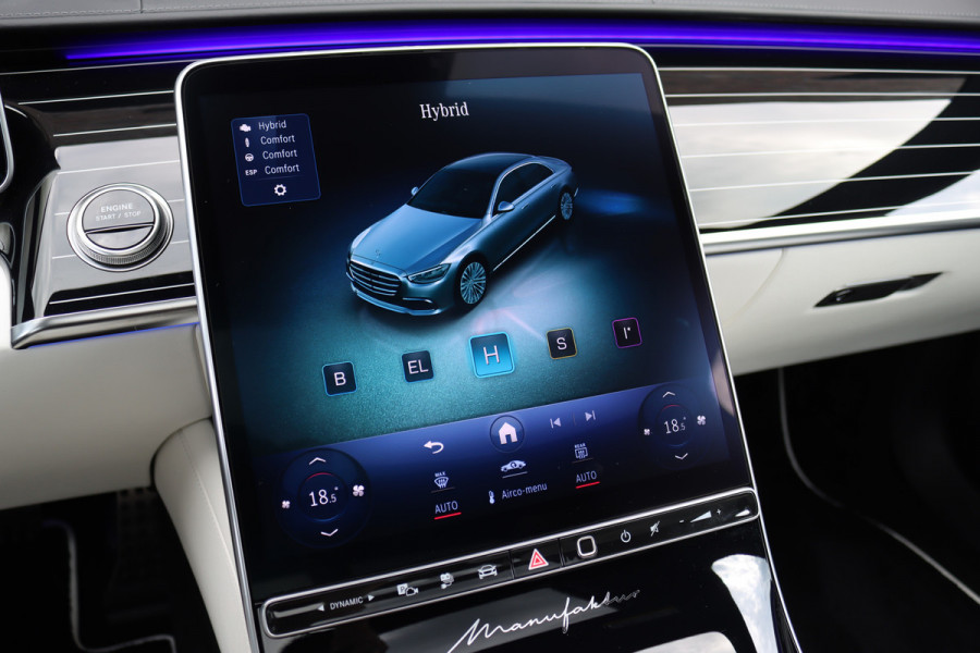 Mercedes-Benz S-Klasse 580 e 4MATIC Lang AMG Line | Manufaktur | Airmatic | Chauffeurspakket | Achterasbesturing | Augmented HUD | Distronic+ | Burmester | Exclusief Nappa Leder | 3D-Display | Vlakkenverwarming | Zonweringspakket |