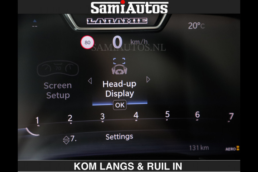 Dodge Ram HUD | 420PK | LUCHTVERING | PANO | PASSAGIERSSCHERM | BOM EN BOM VOL | Comfortabele Dubbele Cabine met Royale 5 Zitplaatsen | DODGE RAM PREMIUM LARAMIE EDITION | Voorraad Nr 2230 - 8765 | De specialist in Amerikaanse pick‑ups in Nederland en Europa.