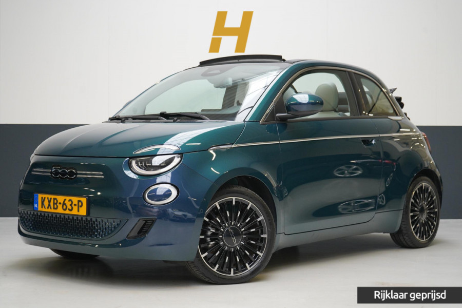 Fiat 500E Cabrio La Prima 42 kWh SoH 94,9% | Leder | Stoelverwarming | Lm velgen | Navigatie | Carplay