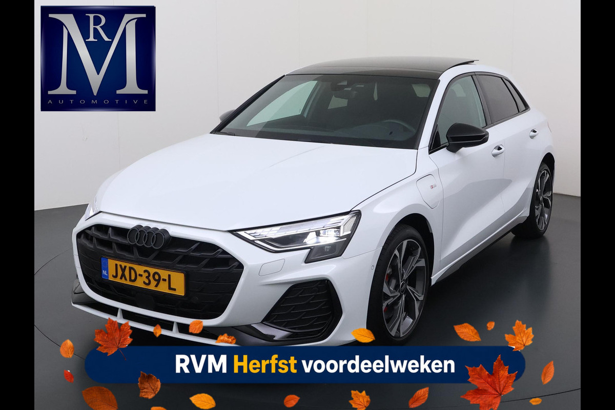 Audi A3 Sportback 45 TFSI e S edition Competition VAN: 44.900,- VOOR: 40.877,- UW HERFSTVOORDEEL: 4.023,- 272pk PHEV| 8.000KM!  | INCL. BTW | 143km RANGE WLTP!! | ADD. CRUISE | PANORAMADAK | FABRIEKSGARANTIE t/m 04-2027| MEGA COMPLETE AUTO| S-LINE BINNEN + BUITEN| LEDER|