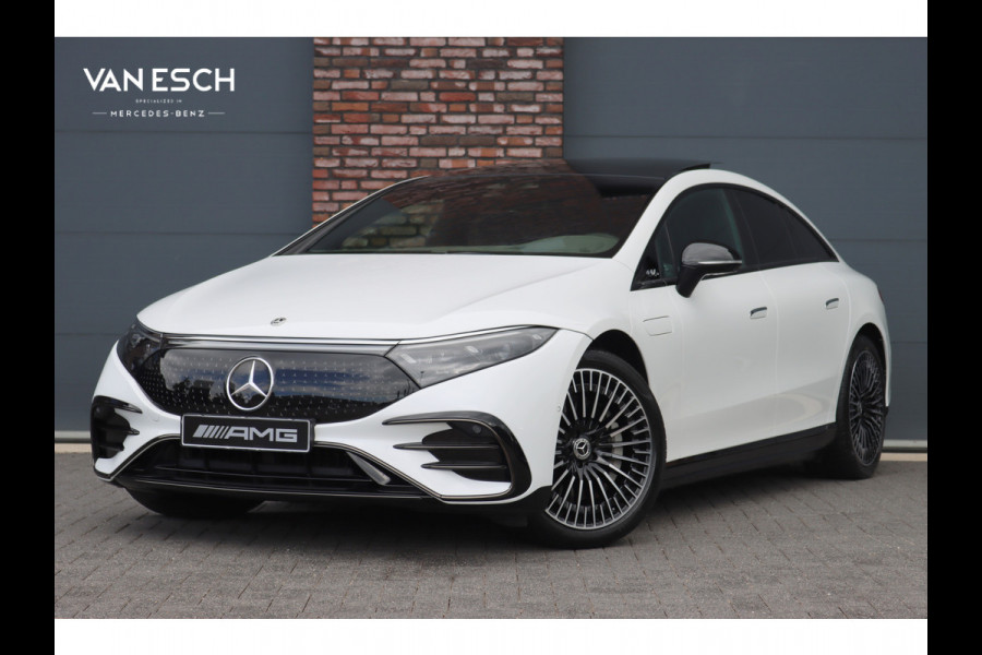 Mercedes-Benz EQS 500 4MATIC AMG Line 108 kWh | Luchtvering | Distronic+ | Hyperscreen | Achterasbesturing | Nekverwarming | Stoelventilatie | Massage | MBUX Tablet | Burmester | Vlakkenverwarming |