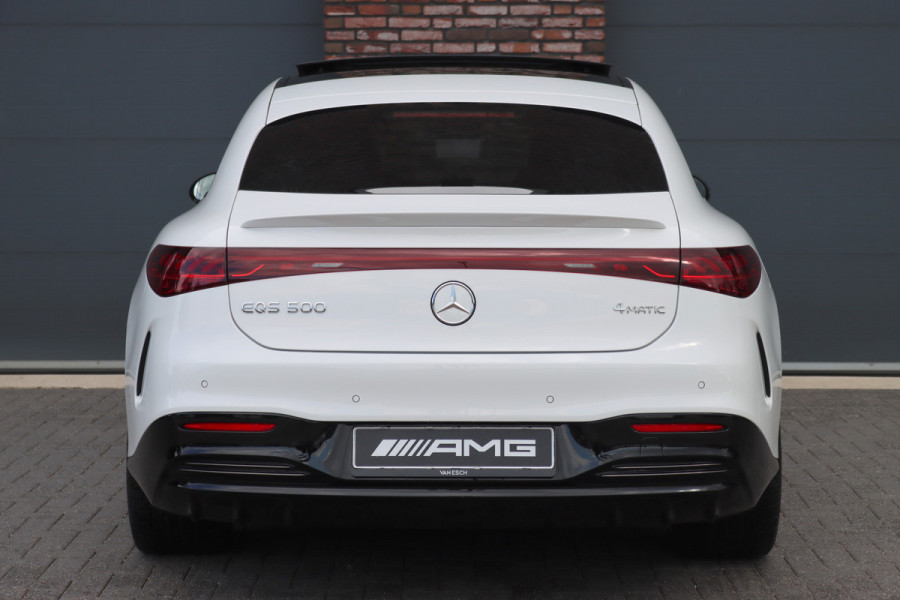Mercedes-Benz EQS 500 4MATIC AMG Line 108 kWh | Luchtvering | Distronic+ | Hyperscreen | Achterasbesturing | Nekverwarming | Stoelventilatie | Massage | MBUX Tablet | Burmester | Vlakkenverwarming |