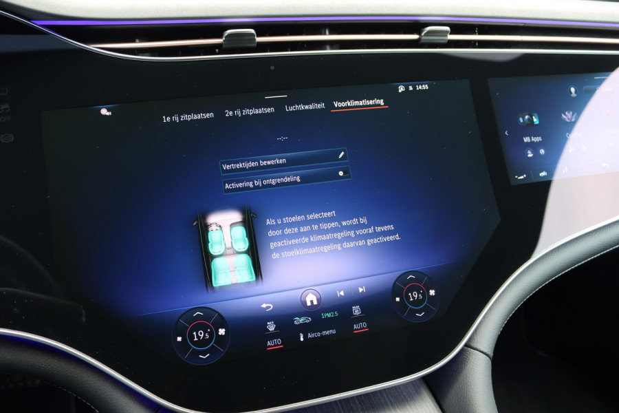 Mercedes-Benz EQS 500 4MATIC AMG Line 108 kWh | Luchtvering | Distronic+ | Hyperscreen | Achterasbesturing | Nekverwarming | Stoelventilatie | Massage | MBUX Tablet | Burmester | Vlakkenverwarming |
