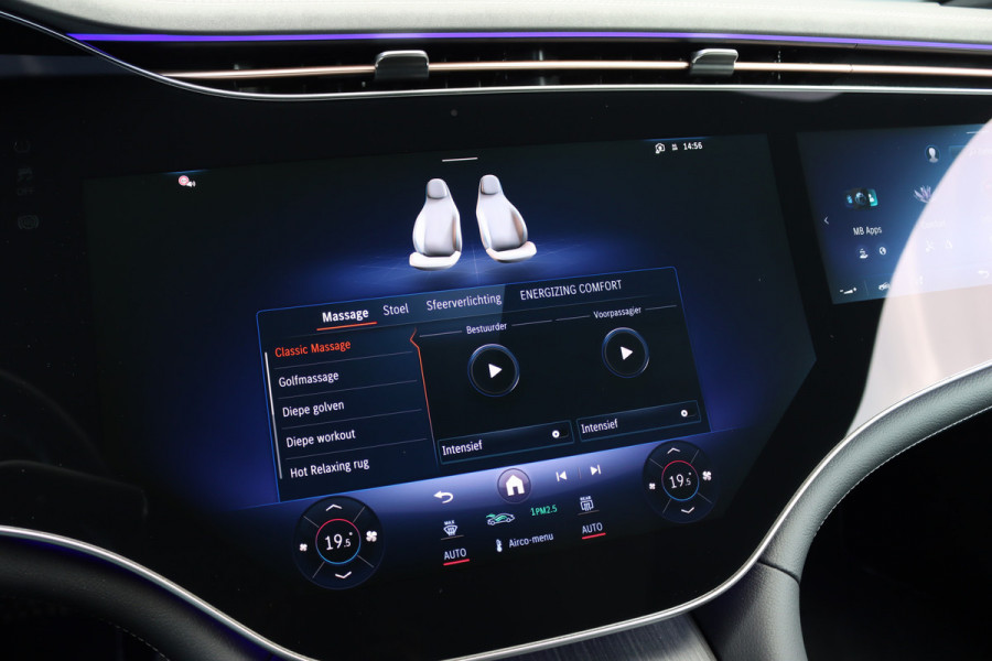 Mercedes-Benz EQS 500 4MATIC AMG Line 108 kWh | Luchtvering | Distronic+ | Hyperscreen | Achterasbesturing | Nekverwarming | Stoelventilatie | Massage | MBUX Tablet | Burmester | Vlakkenverwarming |