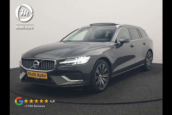 Volvo V60 T6 Recharge AWD Inscription PHEV 340pk Dealer O.H | Trekhaak Af Fabriek | Panodak | Adaptive Cruise | Harman / Kardon | 360 Camera | Lederen Sportstoelen Memory & Verwarmd | Stuurverwarming | Blis | Keyless | Apple Carplay | Virtual | Navigatie | DAB | 19"L.M | Plug In Hybrid