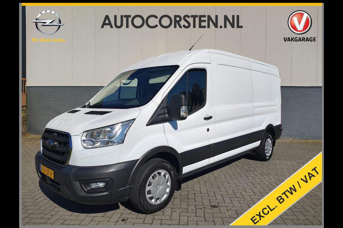 Ford Transit 350 2.0TDCI 130PK Euro 6 L3H2 3-Persoons Camera Stoelverwarming Airco Cruise Control Bluetooth Pdc Voorruit verwarmbaar Wandbetimmering Schuifdeur Wifi Dealeronderhouden