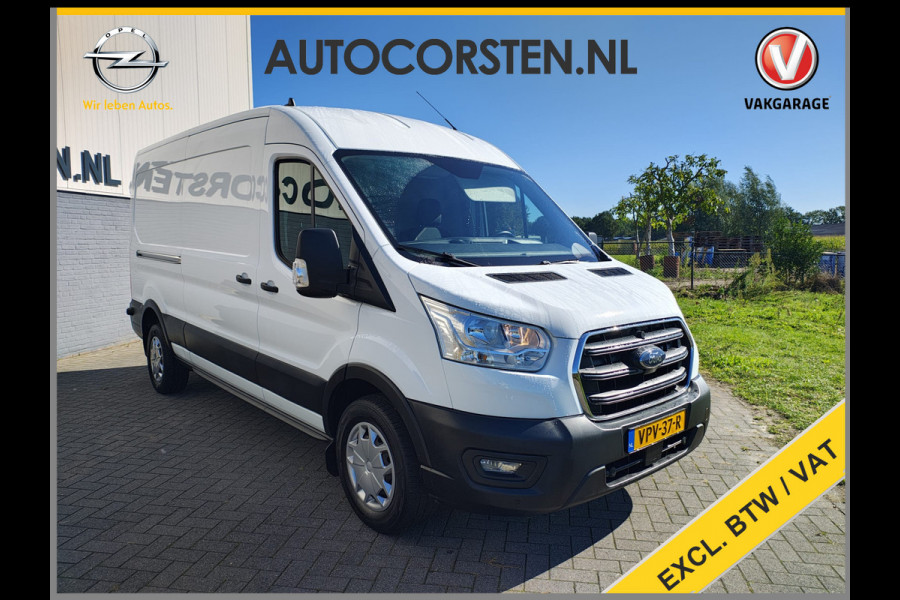 Ford Transit 350 2.0TDCI 130PK Euro 6 L3H2 3-Persoons Camera Stoelverwarming Airco Cruise Control Bluetooth Pdc Voorruit verwarmbaar Wandbetimmering Schuifdeur Wifi Dealeronderhouden