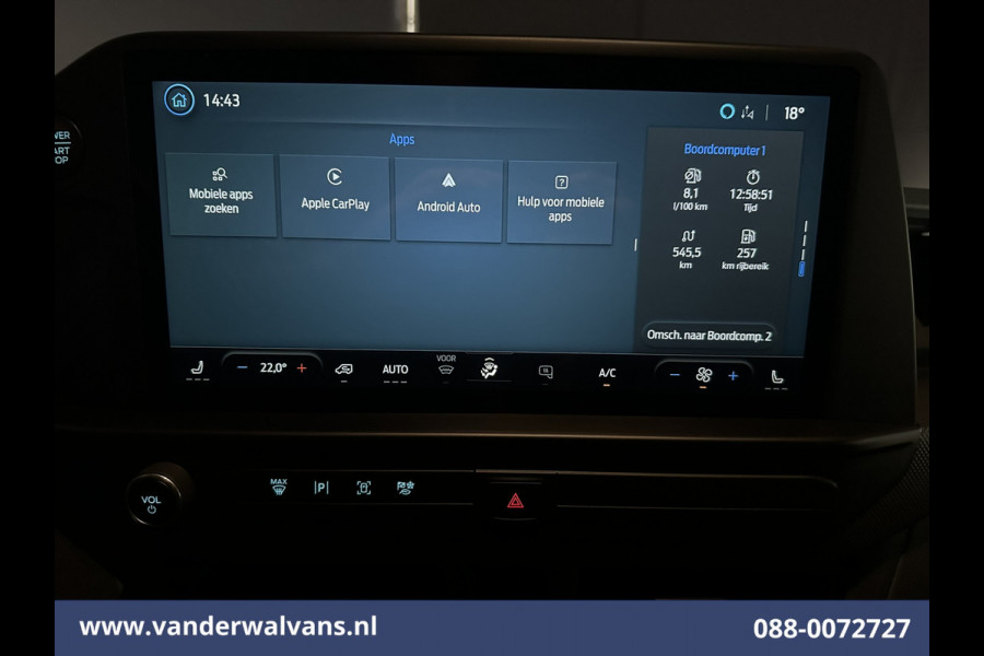 Ford Transit Custom 2.0 TDCI 136pk L1H1 Euro6 Airco | Camera | Navigatie | Apple Carplay | LED | Cruisecontrol Android Auto, Verwarmde voorruit, Parkeersensoren, Stoelverwarming, Bijrijdersbank, 2590kg trekvermogen