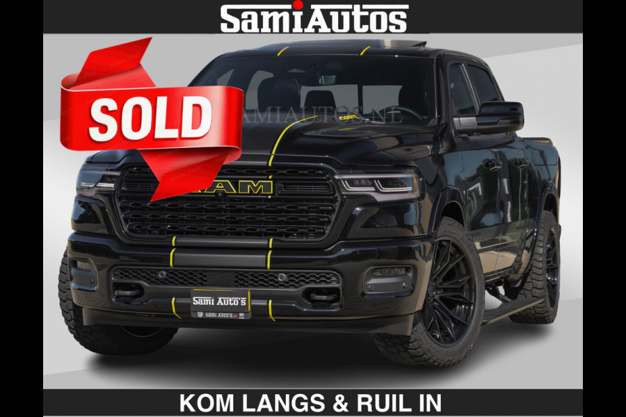 Dodge Ram Limited Night H.O 540HP 706Nm | € 84.950 excl | Massage + Full Option | De Meest Luxe en Volle Pick-Up in zijn Klasse | Comfortabele Dubbele Cabine met Royale 5 Zitplaatsen | BPM vrij | Nu Leverbaar uit Voorraad | Voorraad Nr 2356 - 0990 | De specialist in Amerikaanse pick‑ups in Nederland en Europa.