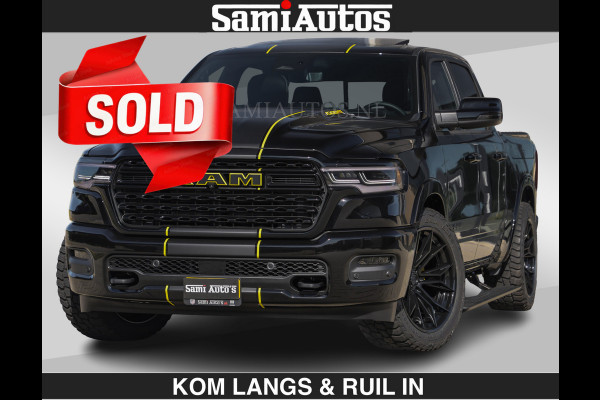 Dodge Ram Limited Night H.O 540HP 706Nm | € 84.950 excl | Massage + Full Option | De Meest Luxe en Volle Pick-Up in zijn Klasse | Comfortabele Dubbele Cabine met Royale 5 Zitplaatsen | BPM vrij | Nu Leverbaar uit Voorraad | Voorraad Nr 2356 - 0990 | De specialist in Amerikaanse pick‑ups in Nederland en Europa.