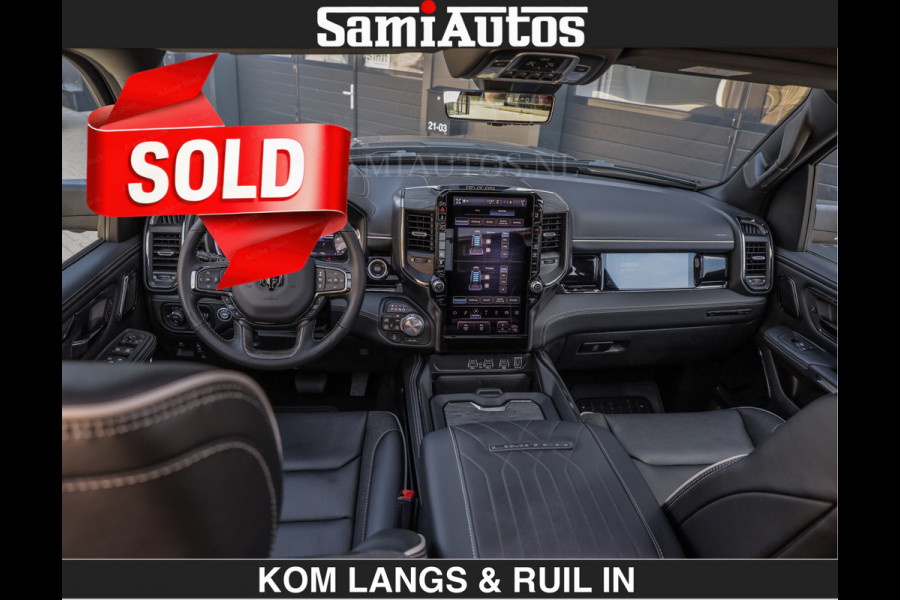 Dodge Ram Limited Night H.O 540HP 706Nm | € 84.950 excl | Massage + Full Option | De Meest Luxe en Volle Pick-Up in zijn Klasse | Comfortabele Dubbele Cabine met Royale 5 Zitplaatsen | BPM vrij | Nu Leverbaar uit Voorraad | Voorraad Nr 2356 - 0990 | De specialist in Amerikaanse pick‑ups in Nederland en Europa.