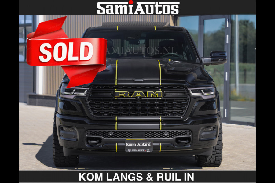 Dodge Ram Limited Night H.O 540HP 706Nm | € 84.950 excl | Massage + Full Option | De Meest Luxe en Volle Pick-Up in zijn Klasse | Comfortabele Dubbele Cabine met Royale 5 Zitplaatsen | BPM vrij | Nu Leverbaar uit Voorraad | Voorraad Nr 2356 - 0990 | De specialist in Amerikaanse pick‑ups in Nederland en Europa.