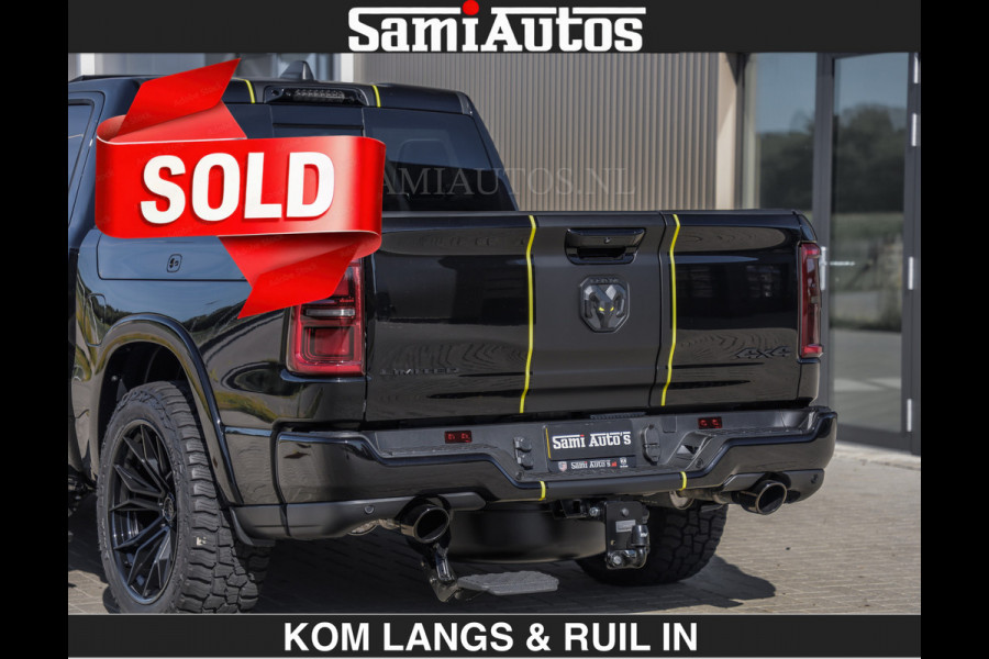 Dodge Ram Limited Night H.O 540HP 706Nm | € 84.950 excl | Massage + Full Option | De Meest Luxe en Volle Pick-Up in zijn Klasse | Comfortabele Dubbele Cabine met Royale 5 Zitplaatsen | BPM vrij | Nu Leverbaar uit Voorraad | Voorraad Nr 2356 - 0990 | De specialist in Amerikaanse pick‑ups in Nederland en Europa.