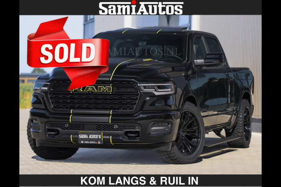 Dodge Ram Limited Night H.O 540HP 706Nm | € 84.950 excl | Massage + Full Option | De Meest Luxe en Volle Pick-Up in zijn Klasse | Comfortabele Dubbele Cabine met Royale 5 Zitplaatsen | BPM vrij | Nu Leverbaar uit Voorraad | Voorraad Nr 2356 - 0990 | De specialist in Amerikaanse pick‑ups in Nederland en Europa.