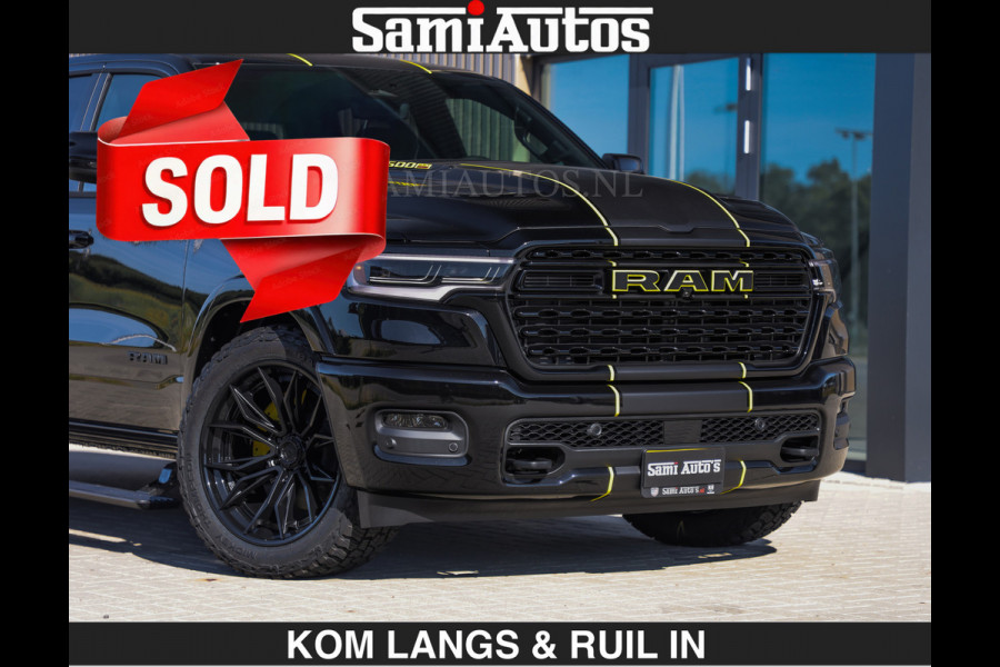 Dodge Ram Limited Night H.O 540HP 706Nm | € 84.950 excl | Massage + Full Option | De Meest Luxe en Volle Pick-Up in zijn Klasse | Comfortabele Dubbele Cabine met Royale 5 Zitplaatsen | BPM vrij | Nu Leverbaar uit Voorraad | Voorraad Nr 2356 - 0990 | De specialist in Amerikaanse pick‑ups in Nederland en Europa.