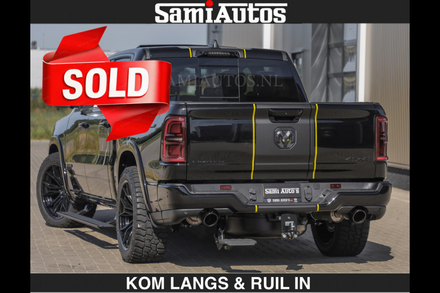 Dodge Ram Limited Night H.O 540HP 706Nm | € 84.950 excl | Massage + Full Option | De Meest Luxe en Volle Pick-Up in zijn Klasse | Comfortabele Dubbele Cabine met Royale 5 Zitplaatsen | BPM vrij | Nu Leverbaar uit Voorraad | Voorraad Nr 2356 - 0990 | De specialist in Amerikaanse pick‑ups in Nederland en Europa.