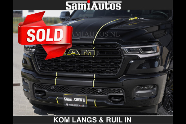 Dodge Ram Limited Night H.O 540HP 706Nm | € 84.950 excl | Massage + Full Option | De Meest Luxe en Volle Pick-Up in zijn Klasse | Comfortabele Dubbele Cabine met Royale 5 Zitplaatsen | BPM vrij | Nu Leverbaar uit Voorraad | Voorraad Nr 2356 - 0990 | De specialist in Amerikaanse pick‑ups in Nederland en Europa.