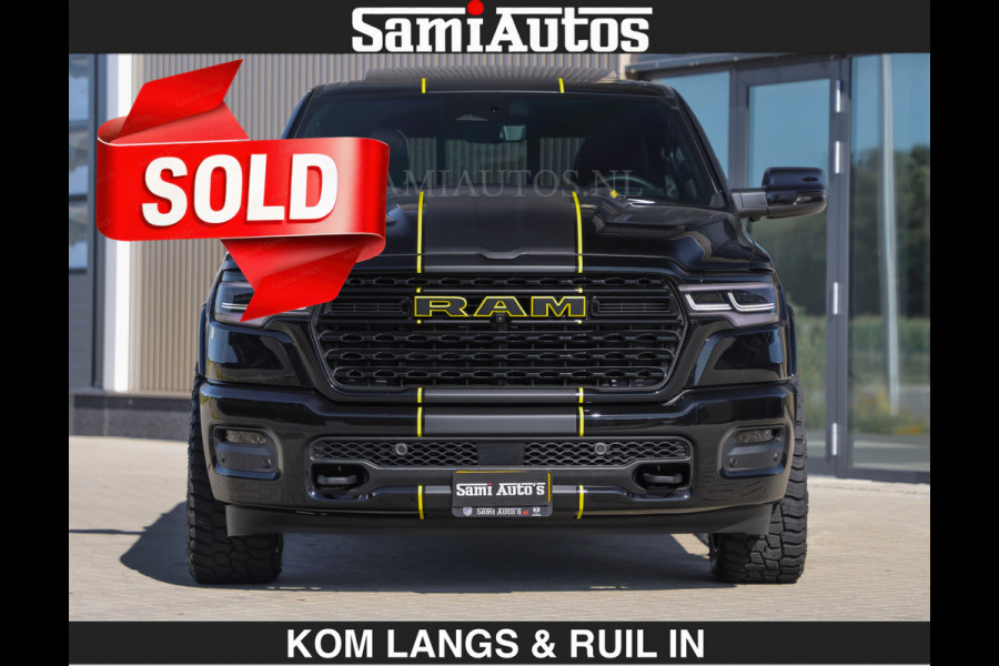 Dodge Ram Limited Night H.O 540HP 706Nm | € 84.950 excl | Massage + Full Option | De Meest Luxe en Volle Pick-Up in zijn Klasse | Comfortabele Dubbele Cabine met Royale 5 Zitplaatsen | BPM vrij | Nu Leverbaar uit Voorraad | Voorraad Nr 2356 - 0990 | De specialist in Amerikaanse pick‑ups in Nederland en Europa.