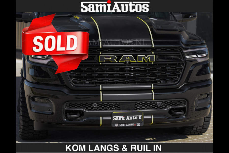 Dodge Ram Limited Night H.O 540HP 706Nm | € 84.950 excl | Massage + Full Option | De Meest Luxe en Volle Pick-Up in zijn Klasse | Comfortabele Dubbele Cabine met Royale 5 Zitplaatsen | BPM vrij | Nu Leverbaar uit Voorraad | Voorraad Nr 2356 - 0990 | De specialist in Amerikaanse pick‑ups in Nederland en Europa.