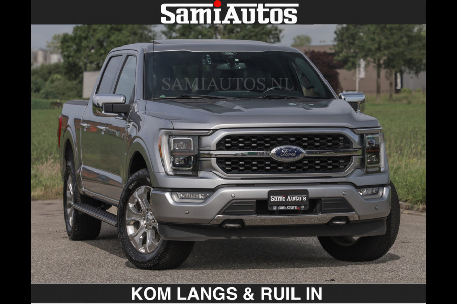 Ford USA F-150 PLATINUM | MASSAGE | PANO | €49950,- excl | GROOTSCHERM | COMFORT STOELEN | ADAPTIVE CRUISE | DC | DUBBELE CABINE | FACELIFT MODEL | GROOT SCHERM | 5 PERSOONS | DC | DASH CAM | MASSAGE | | De specialist in Amerikaanse pick‑ups in Nederland en Europa.