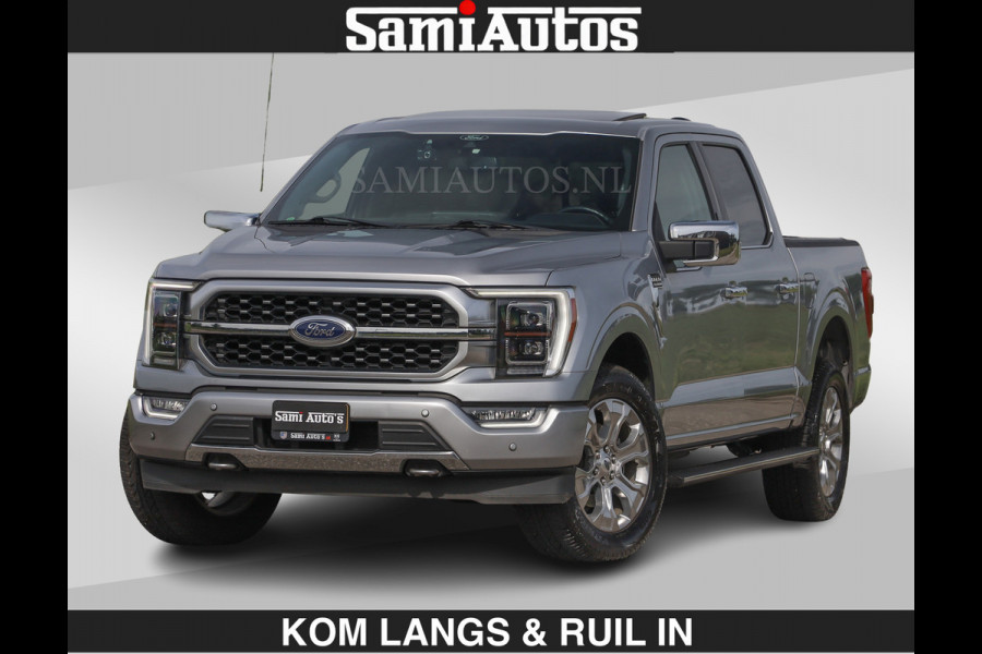 Ford USA F-150 PLATINUM | MASSAGE | PANO | €49950,- excl | GROOTSCHERM | COMFORT STOELEN | ADAPTIVE CRUISE | DC | DUBBELE CABINE | FACELIFT MODEL | GROOT SCHERM | 5 PERSOONS | DC | DASH CAM | MASSAGE | | De specialist in Amerikaanse pick‑ups in Nederland en Europa.