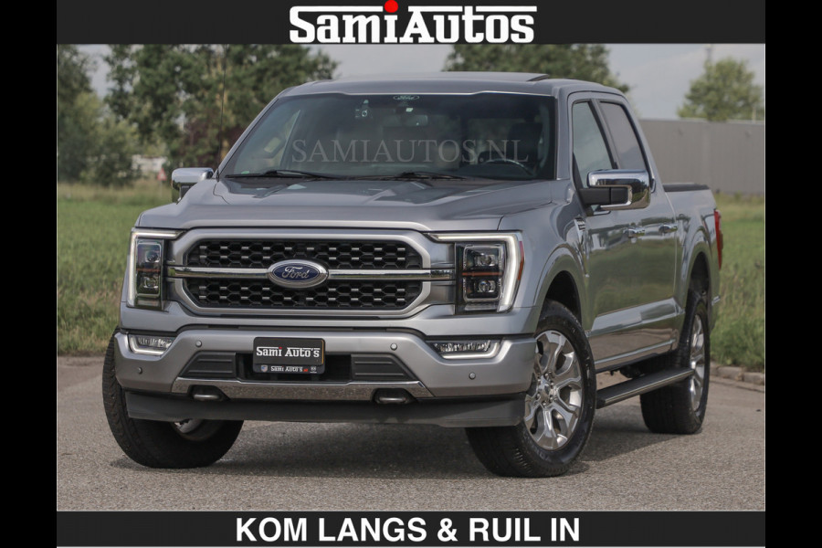 Ford USA F-150 PLATINUM | MASSAGE | PANO | €49950,- excl | GROOTSCHERM | COMFORT STOELEN | ADAPTIVE CRUISE | DC | DUBBELE CABINE | FACELIFT MODEL | GROOT SCHERM | 5 PERSOONS | DC | DASH CAM | MASSAGE | | De specialist in Amerikaanse pick‑ups in Nederland en Europa.