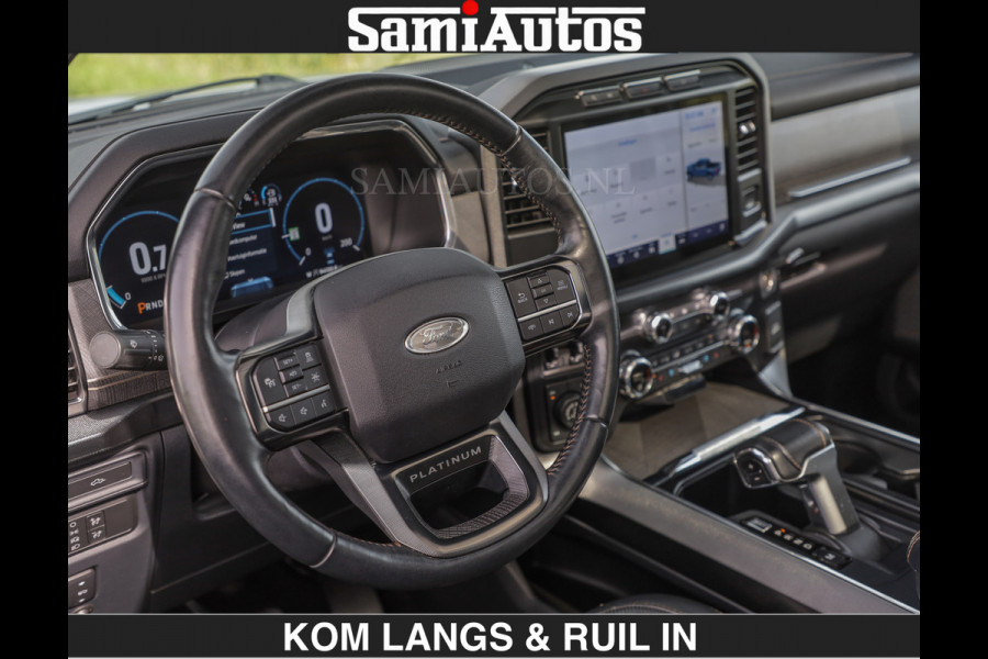 Ford USA F-150 PLATINUM | MASSAGE | PANO | €49950,- excl | GROOTSCHERM | COMFORT STOELEN | ADAPTIVE CRUISE | DC | DUBBELE CABINE | FACELIFT MODEL | GROOT SCHERM | 5 PERSOONS | DC | DASH CAM | MASSAGE | | De specialist in Amerikaanse pick‑ups in Nederland en Europa.