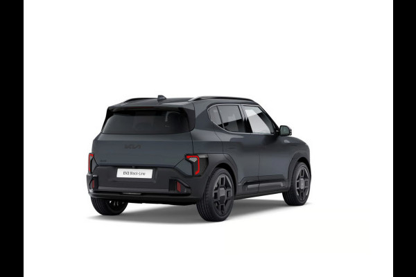Kia EV2 Black-Line 61 kWh | Actieprijs* | Navi. | Clima. | Adapt. Cruise. | Stoel&Stuur Verwarming | 15L Frunk | Glazen Schuif-/Kanteldak | Harman Kardon | Vegan Lederen Stoelbekleding 'Black-Line' | Slimme Parkeerassistentie | Dodehoekcamera