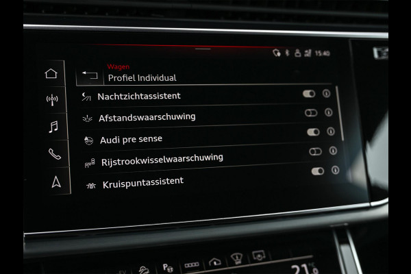 Audi Q8 55 TFSI e quattro Pro Line Plus | Panoramadak | Night Vision | B&O | HUD | 360 Camera | Adaptive Cruise | Luchtvering | Stoelverwarming V+A | Ambiance Verlichting | Trekhaak |