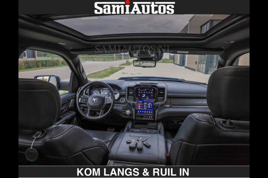 Dodge Ram LIMITED 5.7 V8 HEMI | TOP STAAT | BOM VOL | HUD | LUCHTVERING | STRIPING | BREDE WIELEN | OPEN UITLAAT KLEP | ADAPTIVE | PANO |  CREW CAB | DUBBELE CABINE | 5 PERSOONS |