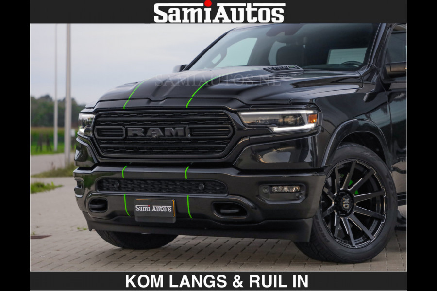 Dodge Ram LIMITED 5.7 V8 HEMI | TOP STAAT | BOM VOL | HUD | LUCHTVERING | STRIPING | BREDE WIELEN | OPEN UITLAAT KLEP | ADAPTIVE | PANO |  CREW CAB | DUBBELE CABINE | 5 PERSOONS |