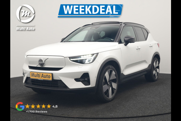 Volvo XC40 Recharge Ultimate 69 kWh 231pk Dealer O.H. | Trekhaak Af Fabriek | Panodak | Warmtepomp | Adaptive Cruise | 360 Camera | Harman / Kardon | Sportstoelen Memory & Verwarmd | Keyless | Blis | Apple Carplay | Google | Stuur Verwarmd |