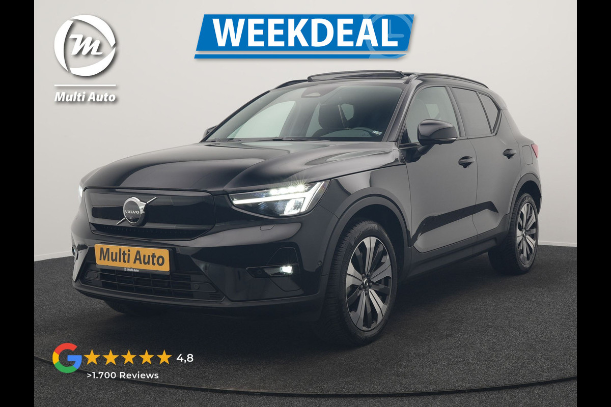 Volvo XC40 Ultimate Recharge 70 kWh 231pk | Panodak | Warmtepomp | Adaptive Cruise | 360 Camera | Harman / Kardon | Alcantara Sportstoelen Memory & Verwarmd | Stuur Verwarmd | Google Assistent | Apple Carplay | Keyless | Blis | DAB |