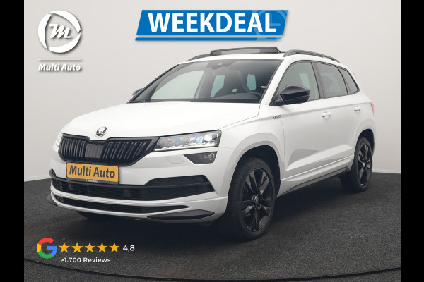 Škoda Karoq 1.5 TSI ACT Sportline DSG 150pk Dealer O.H | Panodak | Adaptive Cruise | Camera | RS Sportstoelen Verwarmd | Blis | Keyless | Apple Carplay | Black Optic | Virtual | Navigatie | DAB | 18"L.M |