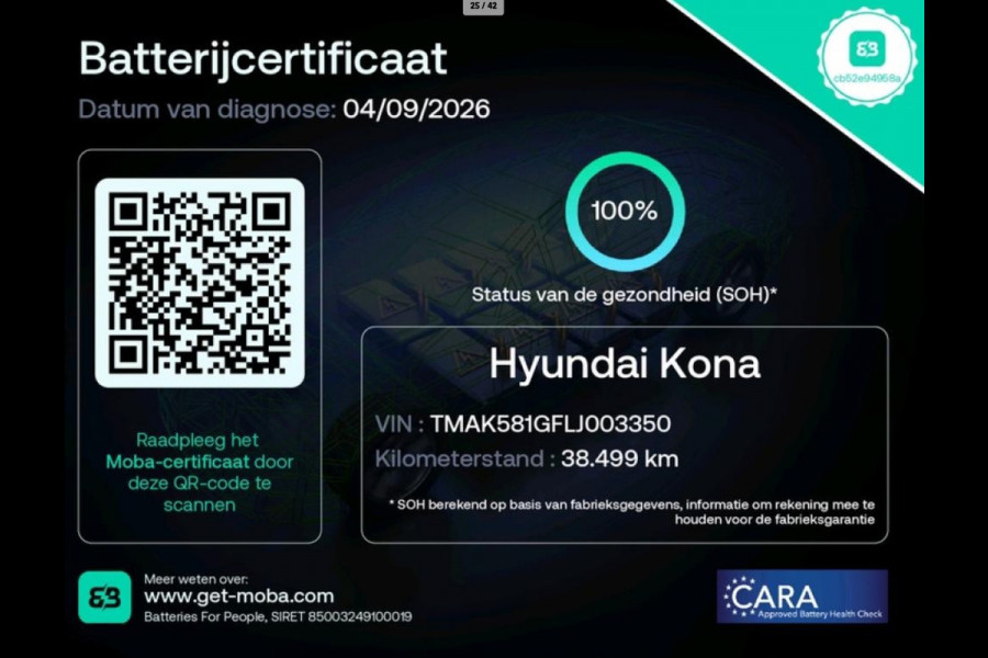 Hyundai Kona EV Limited 64 kWh 100% SOH LEDER MEMORY