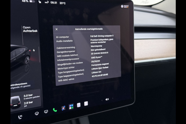 Tesla Model 3 RWD 60kWh Warmtepomp LFP-Accu SOH 91% Traffic Aware Cruise Control+Autom.Sturen Camera's Navi Ecc Stoel+Stuurverwarming Elek.Ach Lmv 19" AMD Ryzen™ Elek.Stoelen+Memory Isofix Regen-Lichtsensor 1e Eigenaar Origineel Nederlandse Auto