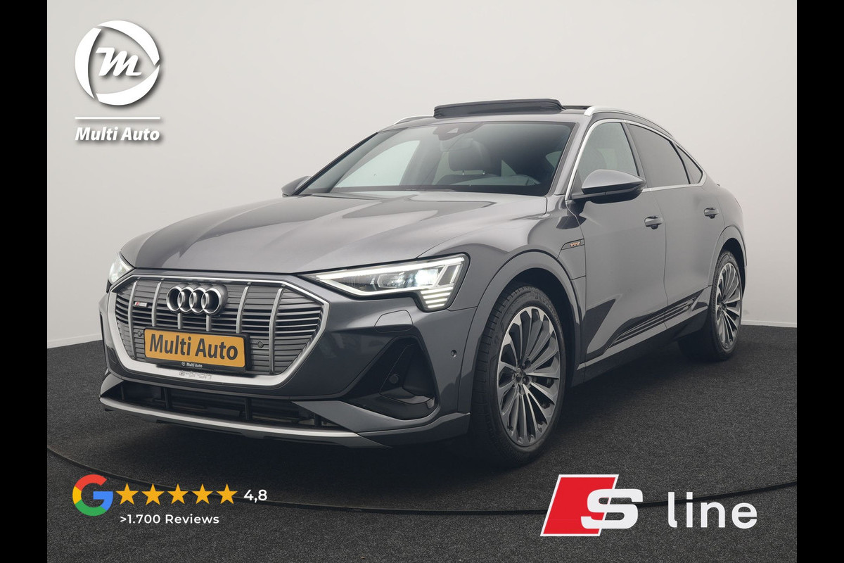 Audi e-tron Sportback 55 quattro S Line 95 kWh 408pk Dealer O.H | Trekhaak Afn. | Adaptive Cruise | Camera | Bang & Olufsen | Alcantara Sportstoelen Memory & Verwarmd | Keyless | Apple Carplay | BLIS | Navigatie | Virtual | DAB | 21"L.M |