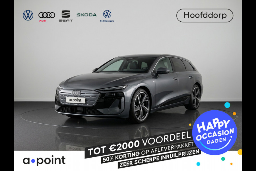 Audi A6 Avant e-tron Advanced edition 83 kWh 286 pk | SOH 100% | Verlengde garantie | Navigatie | Warmtepomp | Trekhaak (wegklapbaar) | Parkeersensoren (Park assist) | Rondomzicht camera | Elektr. voorstoelen | Multimedia scherm passagier |