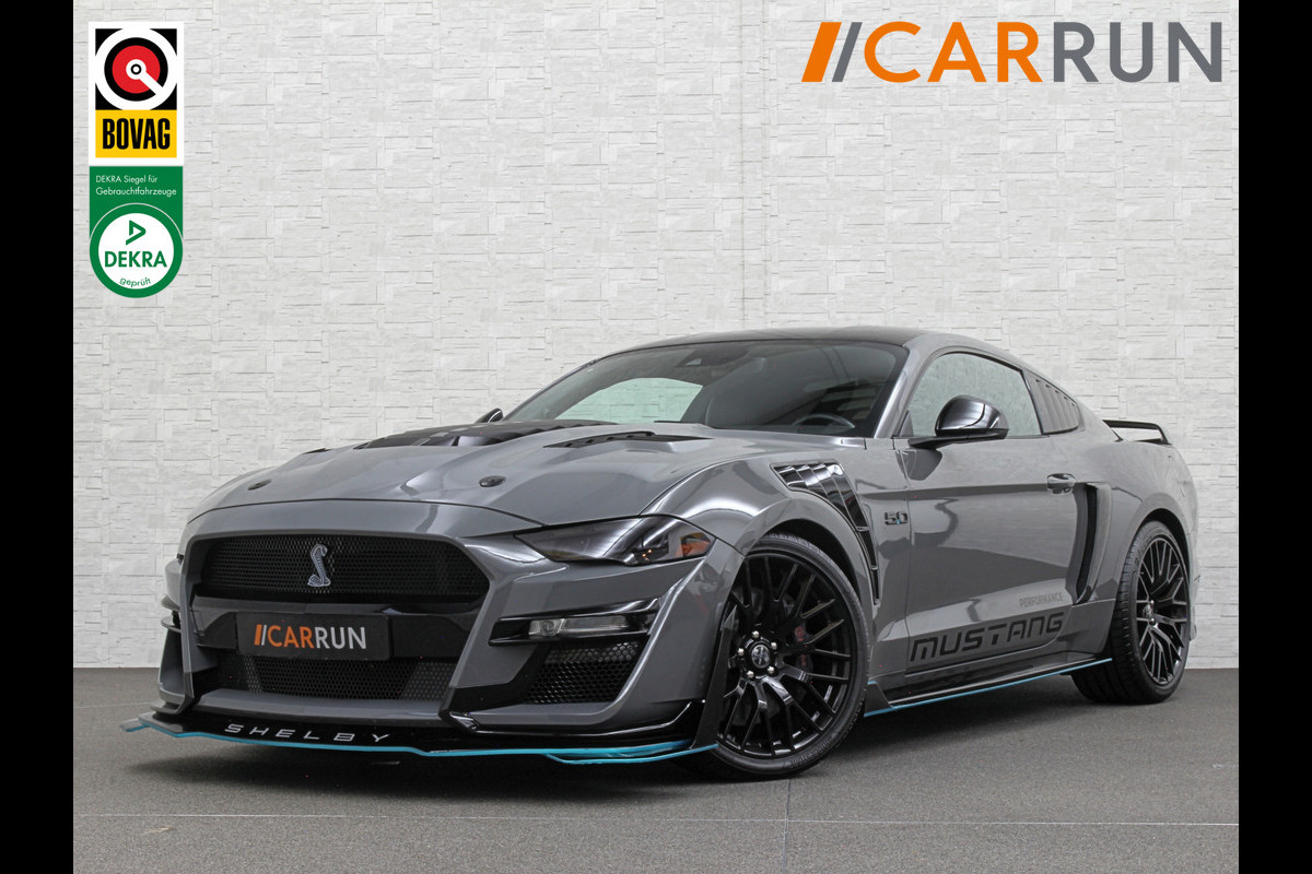 Ford Mustang V8 Shelby GT 500 Replica | 450pk | Brembo | EU Auto | ACC | Stoelventilatie | Ex BPM | Prijs incl. Bpm 53850,= | 10-traps Automaat | RVS Sportuitlaat | Fighter Jet Grey |