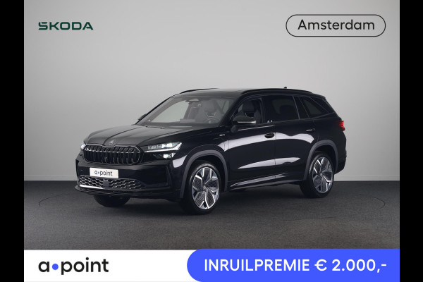 Škoda Kodiaq 1.5 TSI PHEV Sportline Business 204 pk 6 versn. DSG | Comfort Pakket | Dynamic Chassis Control Pakket | Panorama Dak | Head-up display | Parkeer Pakket | Trekhaak | Winter Pakket | 20" lichtmetalen velgen Rila aero, antraciet zwart