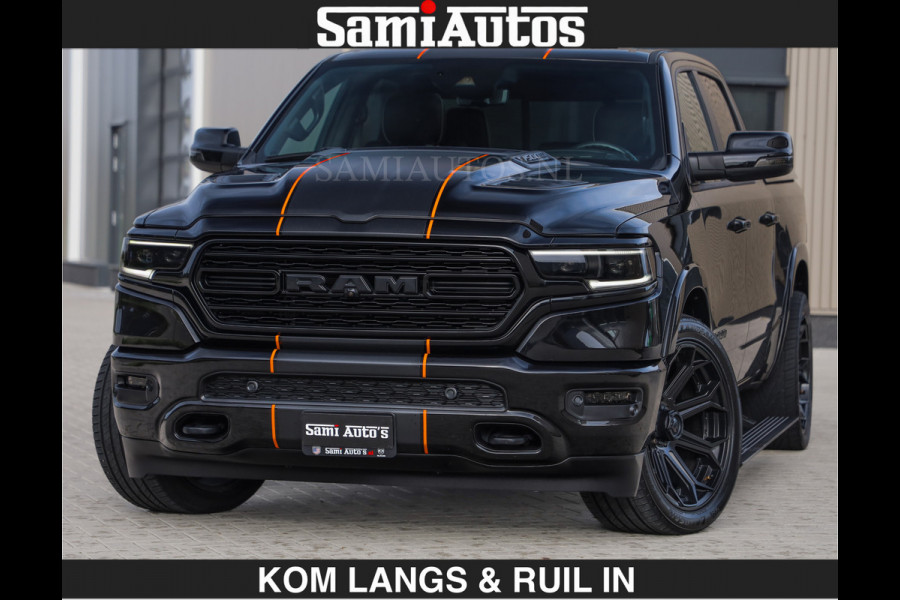 Dodge Ram BEAST | LIMITED 5.7 V8 HEMI | €69950,- excl | HUD | STRIPING | BREDE WIELEN | BLACK ON BLACK | LUCHTVERING | BOM VOL | DC | CREW CAB DUBBELE CABINE | 5 PERSOONS | GRIJSKENTEKEN |