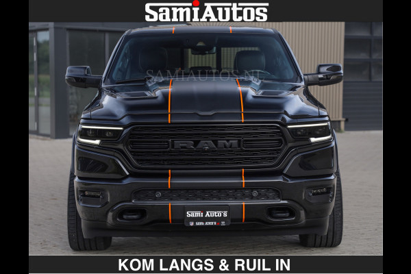 Dodge Ram BEAST | LIMITED 5.7 V8 HEMI | €69950,- excl | HUD | STRIPING | BREDE WIELEN | BLACK ON BLACK | LUCHTVERING | BOM VOL | DC | CREW CAB DUBBELE CABINE | 5 PERSOONS | GRIJSKENTEKEN |