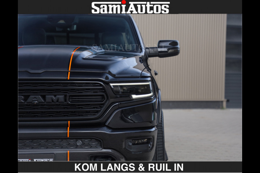 Dodge Ram BEAST | LIMITED 5.7 V8 HEMI | €69950,- excl | HUD | STRIPING | BREDE WIELEN | BLACK ON BLACK | LUCHTVERING | BOM VOL | DC | CREW CAB DUBBELE CABINE | 5 PERSOONS | GRIJSKENTEKEN |