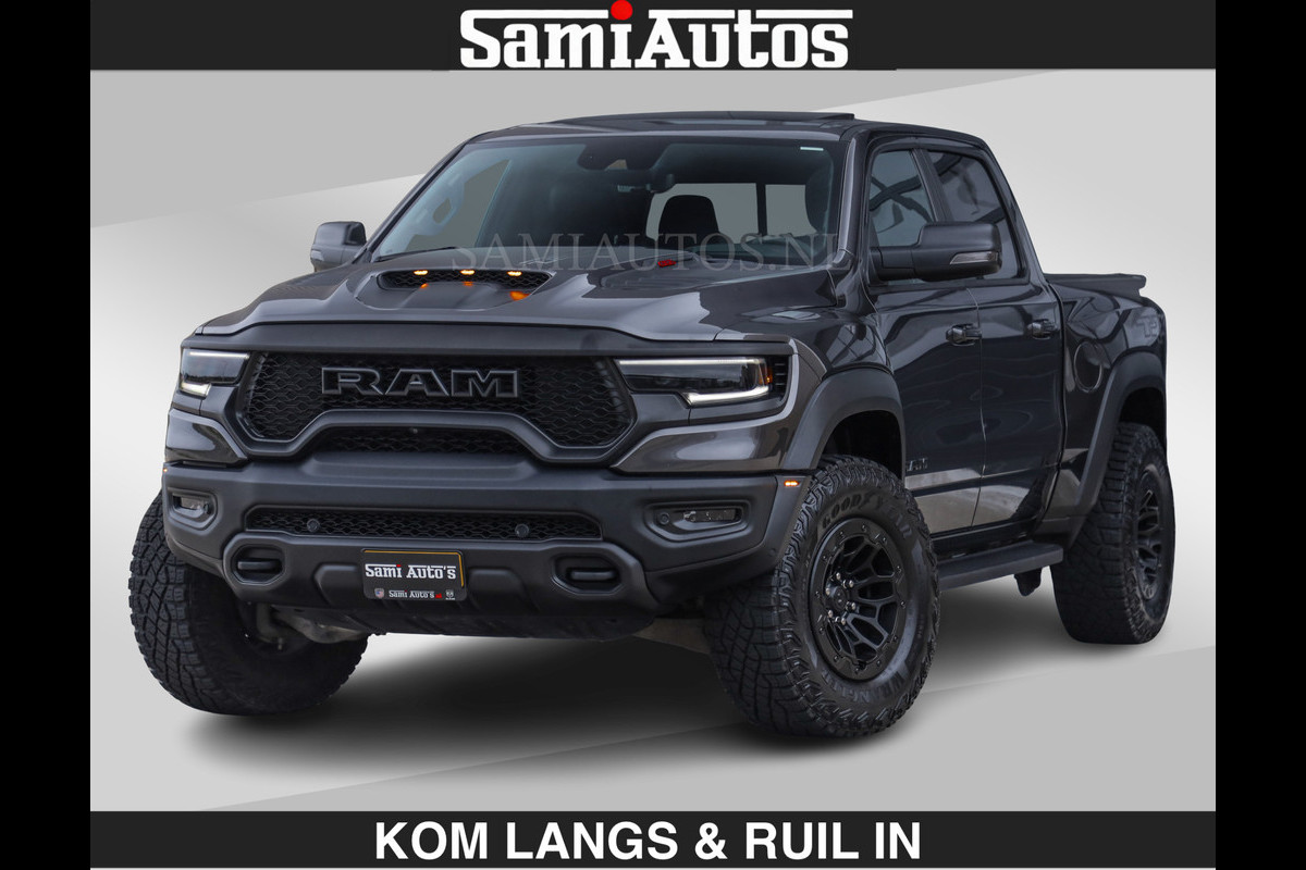 Dodge Ram TRX HELLCAT 712 PK 6.2 V8 SUPERCHARGER | BLACK EDITION | BOM VOL | GRANITE MET ZWART LEDER RODE STIKSELS | CREW CAB DUBBELE CABINE DC | 5 PERSOONS GRIJS KENTEKEN |